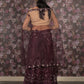 Rajwada Purple Semi Stitched Thread Embroidered Net Lehenga with Unstitched Blouse And Dupatta For Women