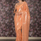 Rajwada Orange Sequins Faux Georgette Saree With Unstitched Blouse For Women