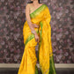 Rajwada Yellow Cotton Blend Woven Saree with Unstitched Blouse for Women
