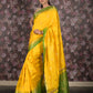 Rajwada Yellow Cotton Blend Woven Saree with Unstitched Blouse for Women