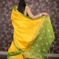 Rajwada Yellow Cotton Blend Woven Saree with Unstitched Blouse for Women