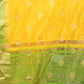 Rajwada Yellow Cotton Blend Woven Saree with Unstitched Blouse for Women