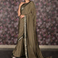 Rajwada Olive Green Embellished Crepe Saree With Stitched Blouse For Women