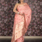 Rajwada Light Pink Woven Silk Blend Saree With Unstitched Blouse For Women