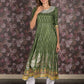 Rajwada Dark Green Flared Embroidered Stitched Kurta For Women