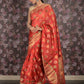 Rajwada Red Woven Silk Blend Saree With Unstitched Blouse For Women