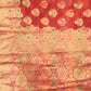 Rajwada Red Woven Silk Blend Saree With Unstitched Blouse For Women
