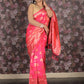 Rajwada Pink Woven Silk Blend Saree With Unstitched Blouse For Women