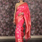 Rajwada Pink Woven Silk Blend Saree With Unstitched Blouse For Women
