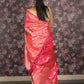 Rajwada Pink Woven Silk Blend Saree With Unstitched Blouse For Women