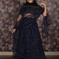 Rajwada Navy Blue Embroidered Semi Stitched Net Lehenga Set With Dupatta And Unstitched Blouse For Women