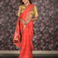 Rajwada Red Woven Crepe Saree With Unstitched Blouse For Women