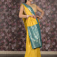 Rajwada Yellow Foil Printed Silk Blend Woven Saree with Unstitched Blouse for Women