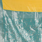Rajwada Yellow Foil Printed Silk Blend Woven Saree with Unstitched Blouse for Women