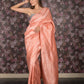 Rajwada Peach Silk Blend Woven Saree with Unstitched Blouse for Women