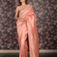 Rajwada Peach Silk Blend Woven Saree with Unstitched Blouse for Women