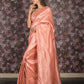 Rajwada Peach Silk Blend Woven Saree with Unstitched Blouse for Women