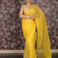 Rajwada Yellow Embroidered Polyester Saree with Unstitched Blouse for Women