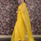 Rajwada Yellow Embroidered Polyester Saree with Unstitched Blouse for Women