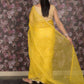 Rajwada Yellow Embroidered Polyester Saree with Unstitched Blouse for Women