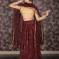 Rajwada Brown Embellished Georgette Semi-Stitched Lehenga with Unstitched Blouse for Women
