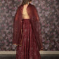 Rajwada Brown Embellished Georgette Semi-Stitched Lehenga with Unstitched Blouse for Women