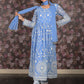 Rajwada Blue Sequins Embroidered Stitched Flared Georgette Kurta Set for Women
