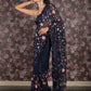 Rajwada Navy Blue Georgette Embroidered Saree With Unstitched Blouse For Women