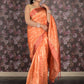 Rajwada Orange Cotton Silk Blend Woven Saree With Unstitched Blouse For Women