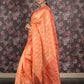 Rajwada Orange Cotton Silk Blend Woven Saree With Unstitched Blouse For Women