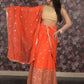 Rajwada Orange Embroidered Semi Stitched Satin Lehenga with Untitched Blouse For Women
