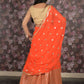 Rajwada Orange Embroidered Semi Stitched Satin Lehenga with Untitched Blouse For Women