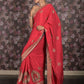 Rajwada Red Heavy Embroidered Crepe Saree with Unstitched Blouse for Women