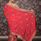 Rajwada Red Heavy Embroidered Crepe Saree with Unstitched Blouse for Women