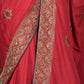 Rajwada Red Heavy Embroidered Crepe Saree with Unstitched Blouse for Women