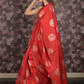Rajwada Red Woven Silk Blend Saree Without Blouse For Women