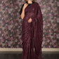 Rajwada Purple Sequin Embroidered Net Saree With Unstitched Blouse For Women