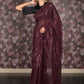 Rajwada Purple Sequin Embroidered Net Saree With Unstitched Blouse For Women