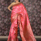 Rajwada Pink Woven Silk Blend Saree With Unstitched Blouse For Women