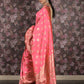 Rajwada Pink Woven Silk Blend Saree With Unstitched Blouse For Women