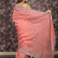 Rajwada Peach Sequins Embroidered Mercerized Cotton Saree with Unstitched Blouse for Women