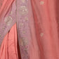 Rajwada Peach Sequins Embroidered Mercerized Cotton Saree with Unstitched Blouse for Women