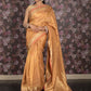 Rajwada Peach Zari and Stone Embroidered Crepe Saree with Unstitched Blouse for Women