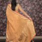 Rajwada Peach Zari and Stone Embroidered Crepe Saree with Unstitched Blouse for Women