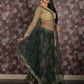 Rajwada Dark Green Embroidered Lehenga Set With Dupatta And Unstitched Blouse For Women