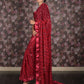 Rajwada Maroon Sequins Embroidered Georgette Saree with Unstitched Blouse for Women