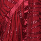 Rajwada Maroon Sequins Embroidered Georgette Saree with Unstitched Blouse for Women