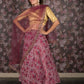 Rajwada Pink Organza Embroidered Semi Stitched Lehenga With Unstitched Blouse For Women