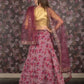 Rajwada Pink Organza Embroidered Semi Stitched Lehenga With Unstitched Blouse For Women