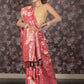 Rajwada Magenta Silk Blend Woven Saree with Unstitched Blouse for Women